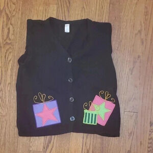 Holiday Faire - Vintage Ugly Christmas Vest with Embroidered Gifts
